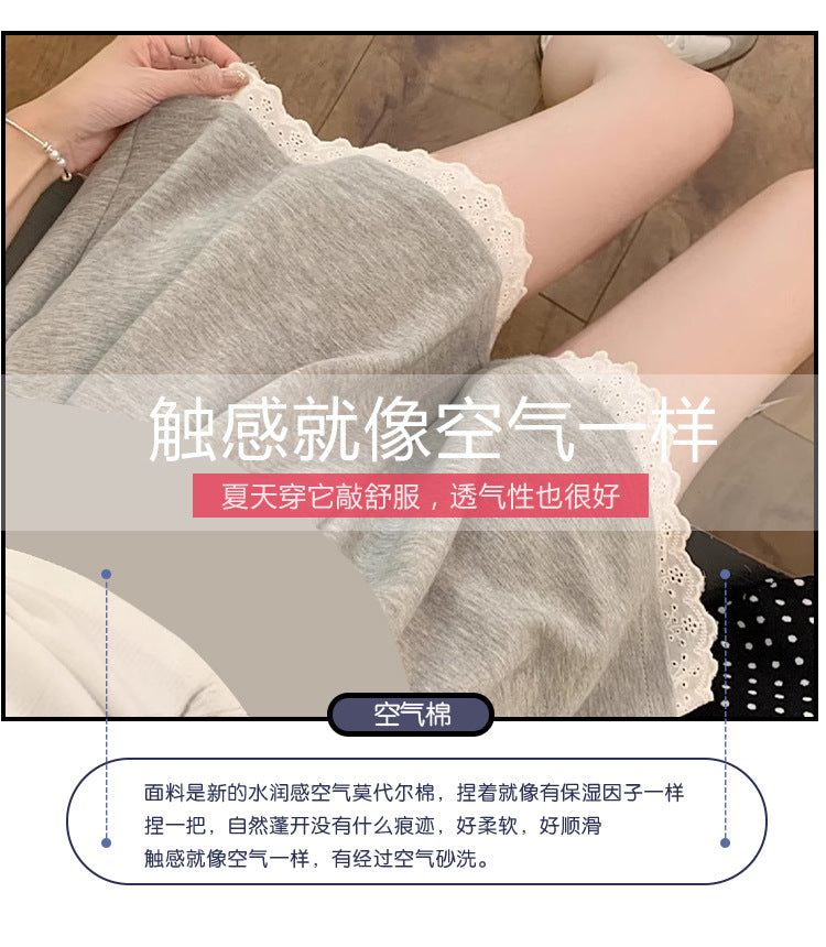Maternity Shorts Summer Lace Splicing Wide-Leg Casual Pants Loose Outer Wear Sports Air Cotton Pants Skirt