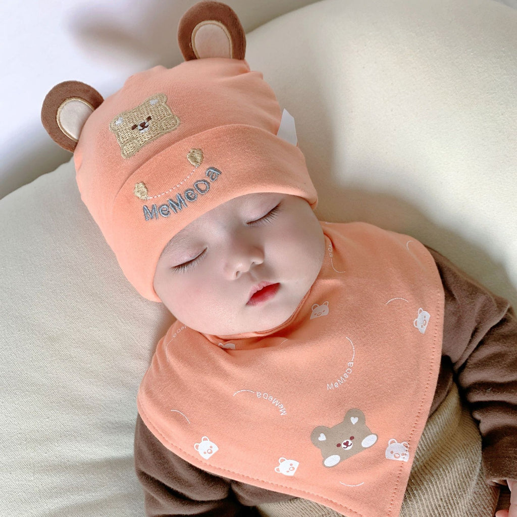 Katu Bear Infant Hat Spring & Fall 3-6-12 Months Male and Female Baby Pullover Hat Cotton 100-Day Sleeping Hat