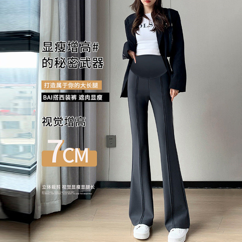 Pregnant women's spring new goddess pants flared pants split slim fit high slimming outerwear trousers pregnant women's suit pants