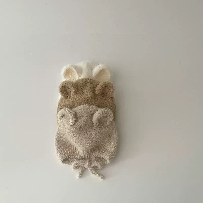 Cold-proof foreign-style cold hat cute warm lace solid color plush toddler hat baby autumn and winter hat baby ear protection