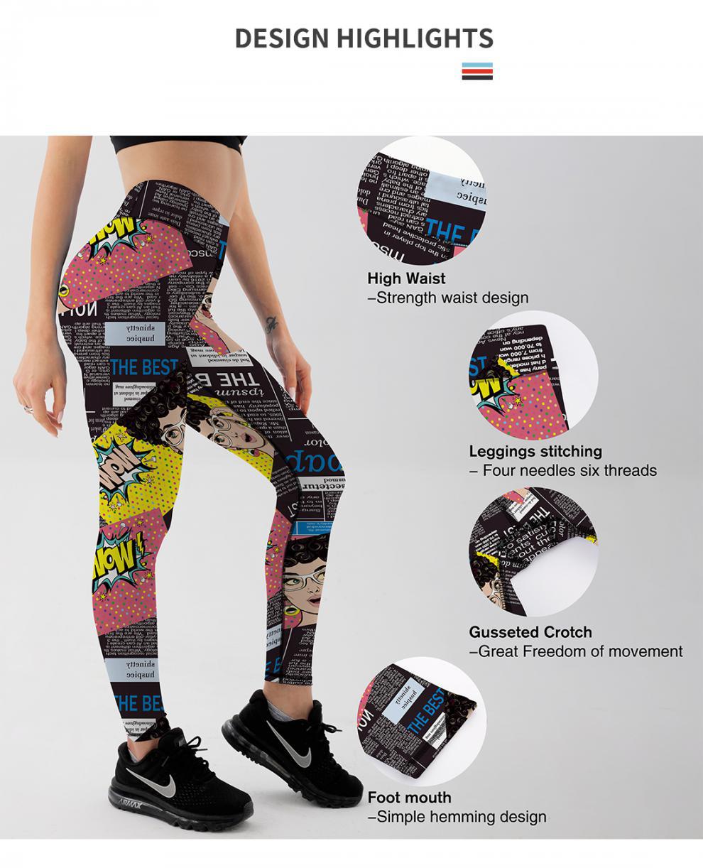 Hot Selling Women Digital Printed High Waist High Elastic Yoga Sports Tight Leggings XY5025