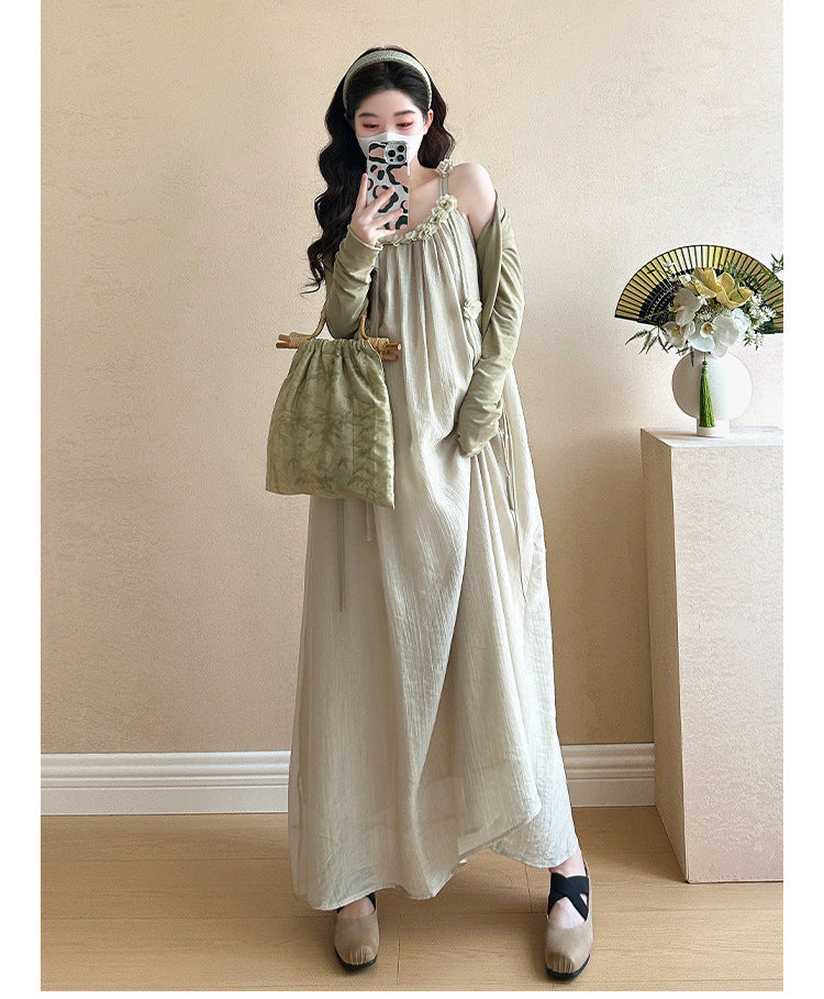 Maternity summer dress 2025 new pregnant mother wear plus size suspenders skirt suit fashion fashion