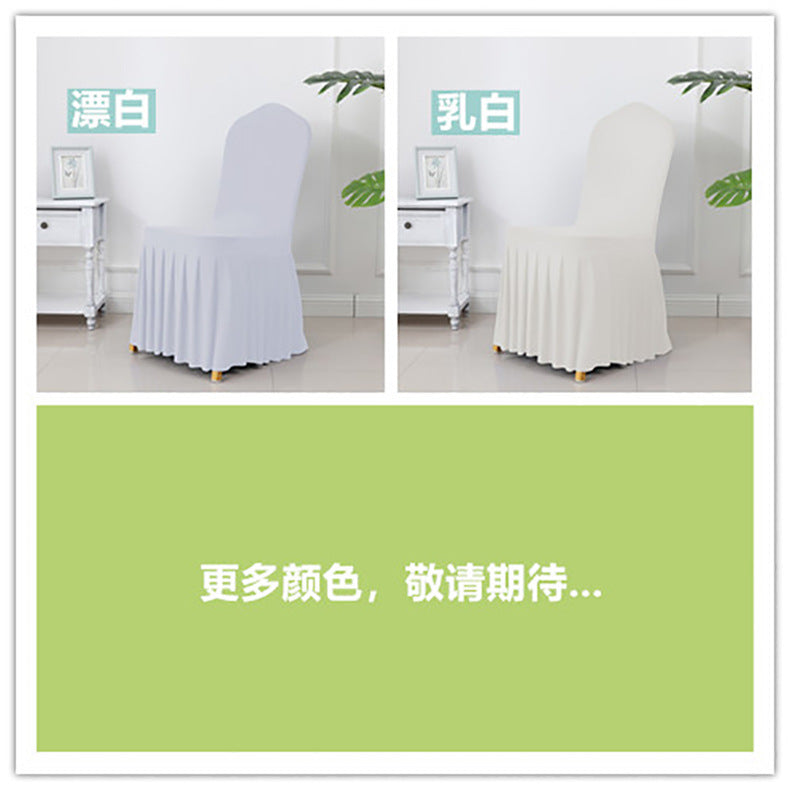 Chair Cover Thickened Stretch Pleated Skirt Dining Chair Cover Hotel Wedding Banquet Event Stool Cover Hotel Cloth