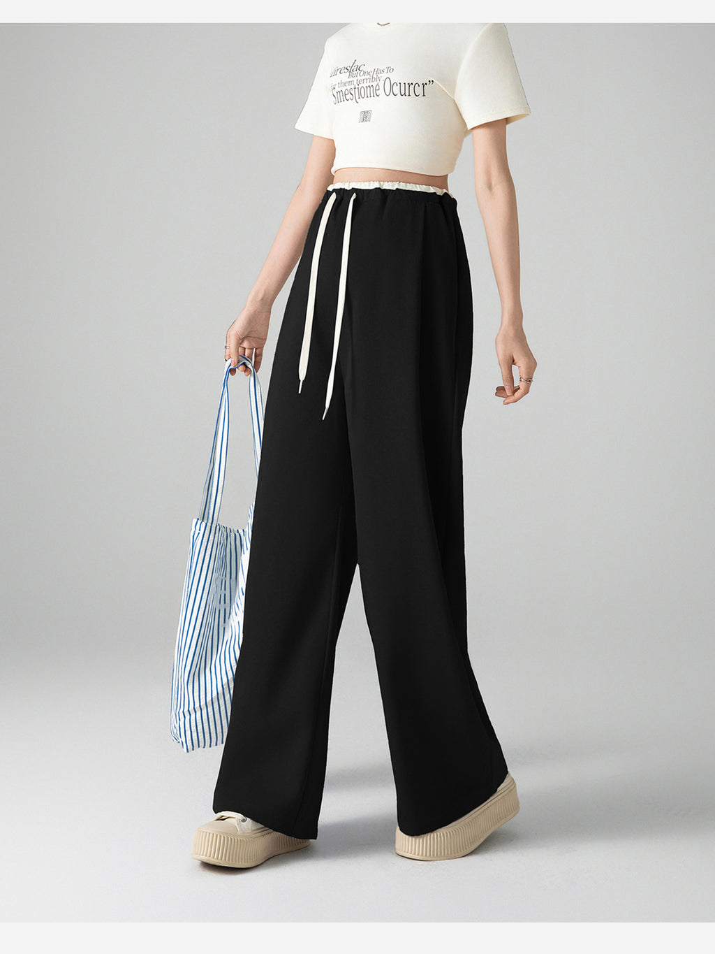 Spring and Summer Pregnant Women's Drawstring Ice Silk Wide Leg Pants Pregnant Women's Summer Thin Texture Sense Dipping Yamamoto Pants Casual Small
