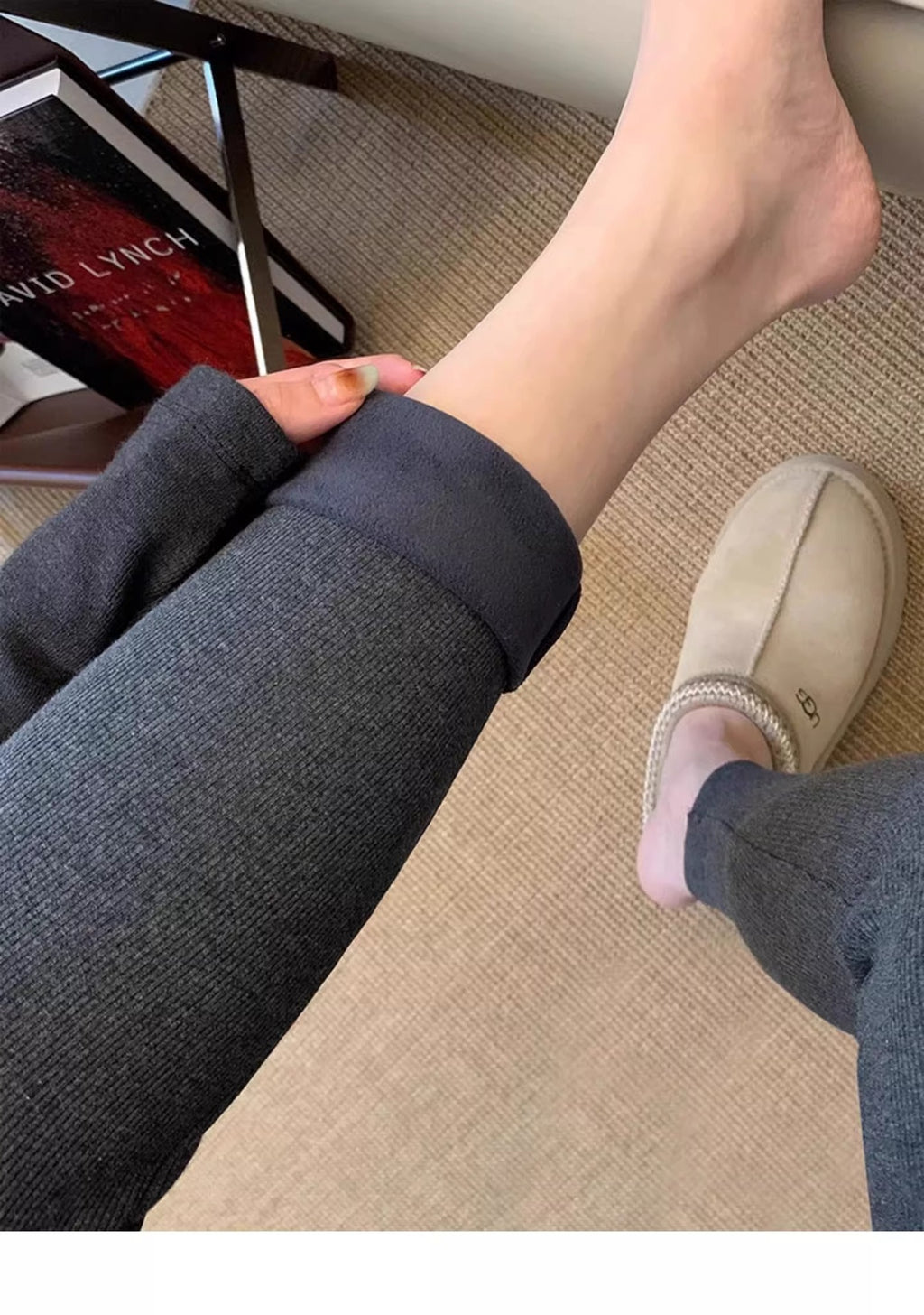 fleece-lined Leggings Women's Outer Wear Autumn and Winter Threaded Autumn Pants 2024 New Winter Thickened Lamb Fleece Warm Cotton Pants