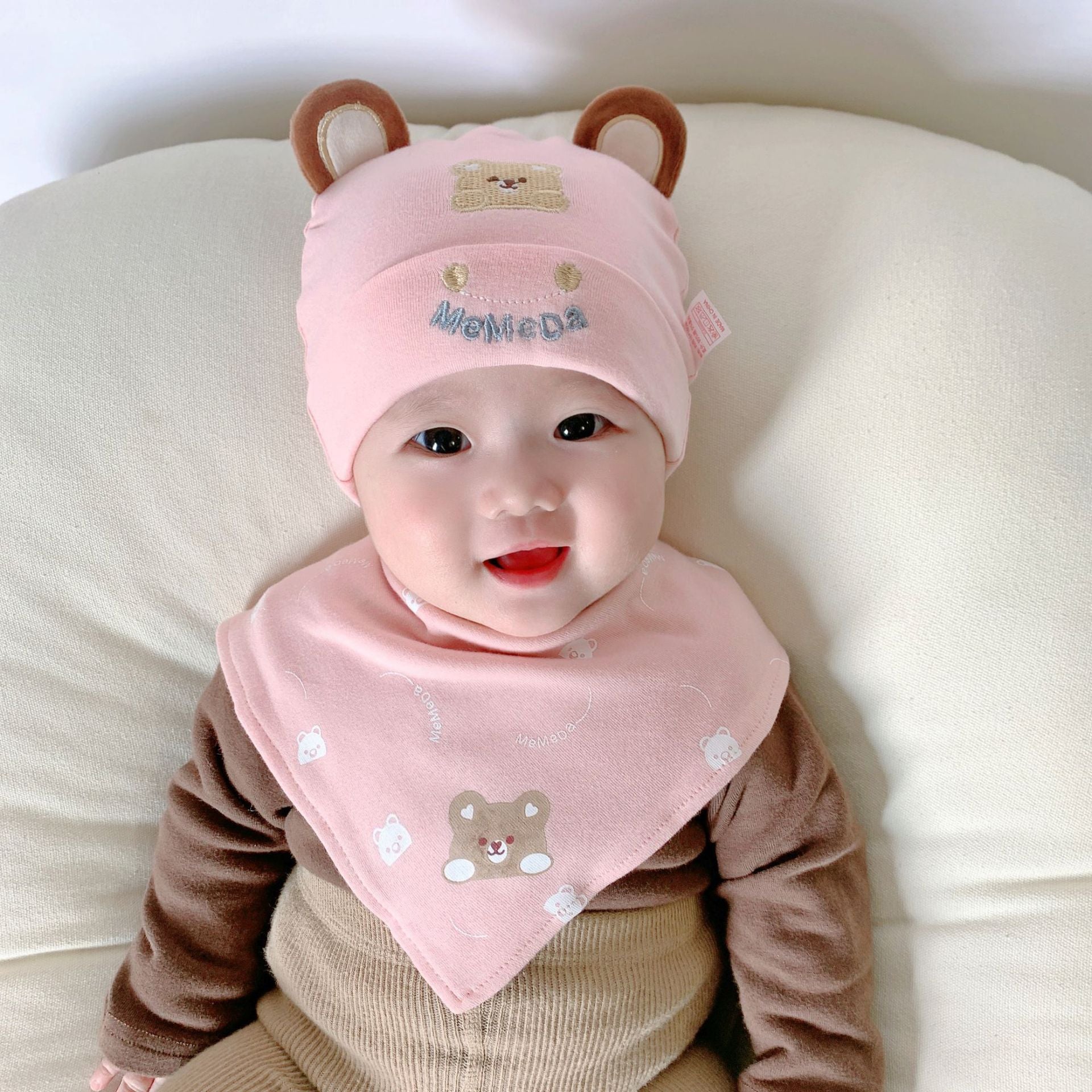Katu Bear Infant Hat Spring & Fall 3-6-12 Months Male and Female Baby Pullover Hat Cotton 100-Day Sleeping Hat