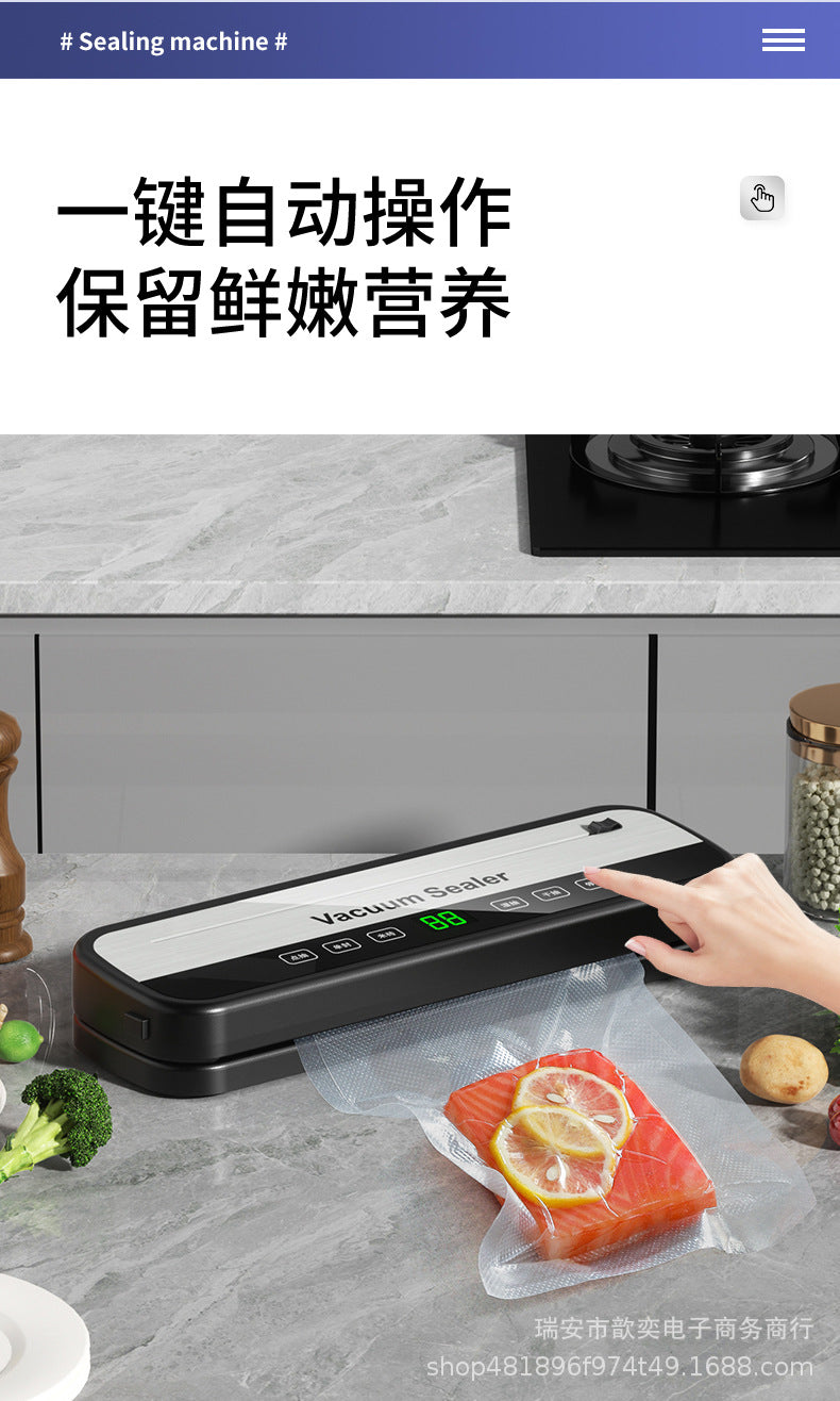 Vacuum Sealing Machine Food Preservation Machine Kitchen Plastic Household Vacuum Packaging Machine Wet and Dry Knife Cutting Sealing Machine
