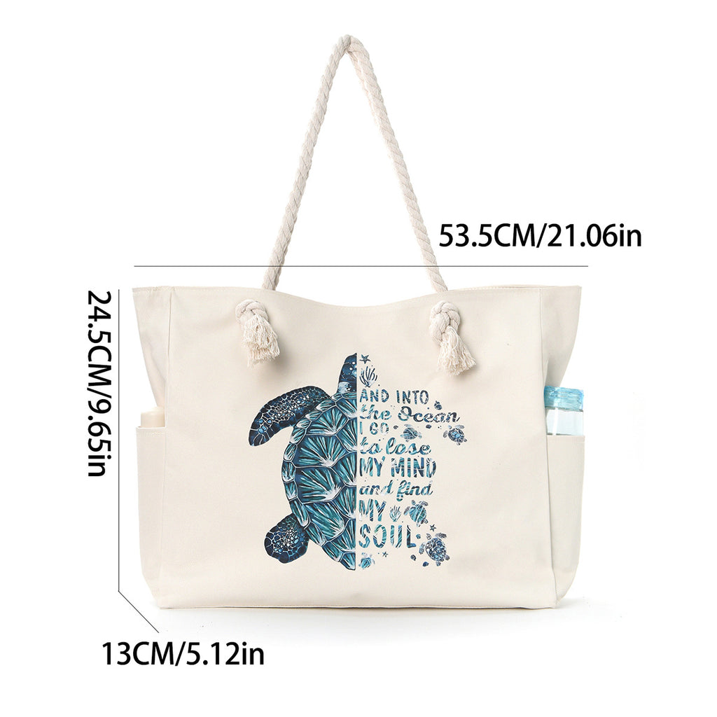 Feihong Cross-Border Large-Capacity Beach Bag Women's Bag Armpit Shoulder Bag Simple and Versatile Casual Storage Canvas Bag