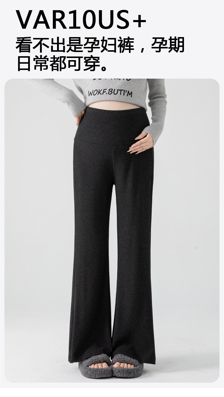 New Pregnant Women's Pants Autumn Loose Micro-flared Pants Autumn and Winter fleece-lined Thickened Pants Small Pregnant Women's Pants