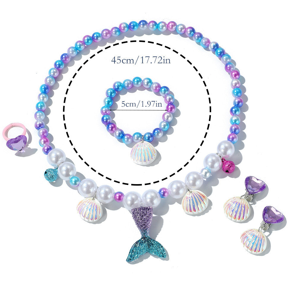 mermaid necklace diy pearl non-allergic beaded suit children cute mermaid princess necklace jewelry