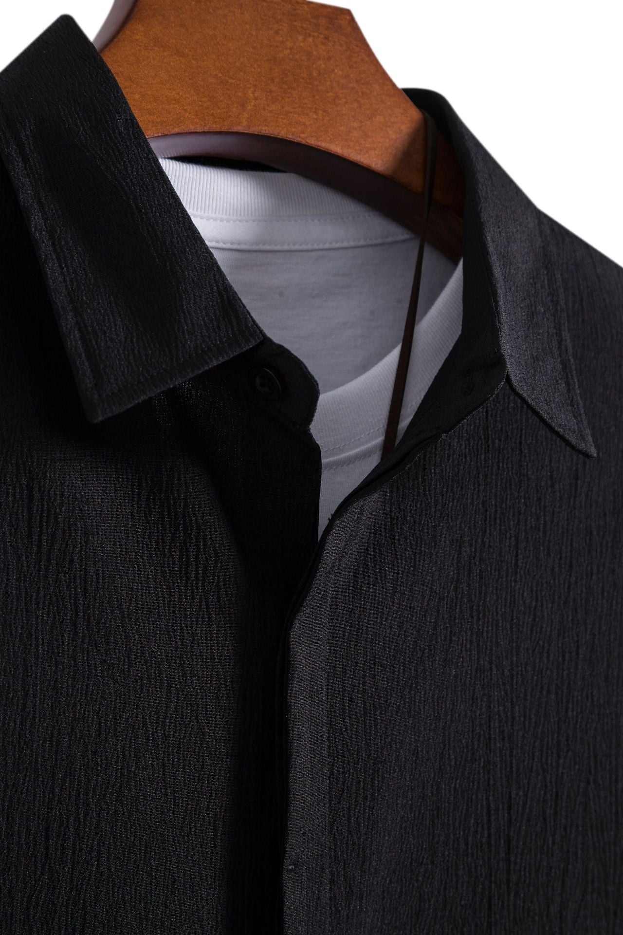 Cross-border 2025 Summer New Men's Short-sleeved Shirt Loose Solid Color Button Short-sleeved Shirt Men's Short-sleeved Shirt