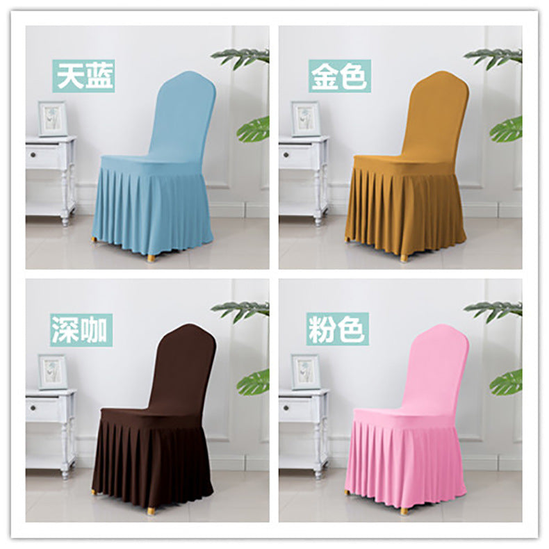 Chair Cover Thickened Stretch Pleated Skirt Dining Chair Cover Hotel Wedding Banquet Event Stool Cover Hotel Cloth