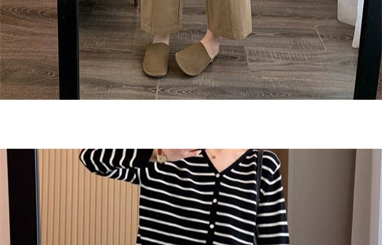 in stock Early Autumn New 2024 Pregnant Women's High Waist Slimming Casual Pants Women's Design Sense Pear-Shaped Figure Nine-point Haren Pants