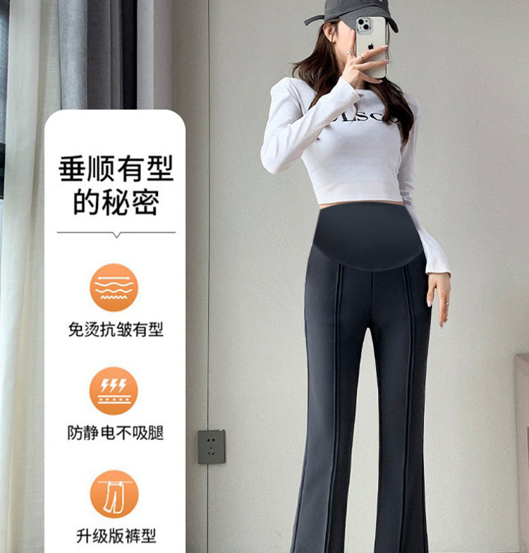 Pregnant women's spring new goddess pants flared pants split slim fit high slimming outerwear trousers pregnant women's suit pants