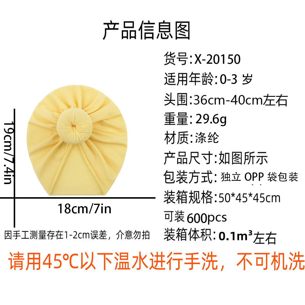 European and American New Style Baby Pullover Hat, Cute Solid Color Donut Baby Hat, Thin and Comfortable Baby Hat for All Seasons