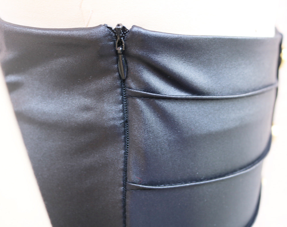 Cross-border independent station foreign trade new 2024 autumn and winter imitation leather button decoration fashion women's feet pencil trousers