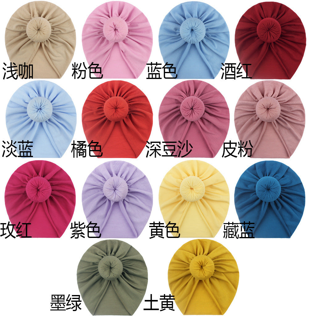 European and American New Style Baby Pullover Hat, Cute Solid Color Donut Baby Hat, Thin and Comfortable Baby Hat for All Seasons
