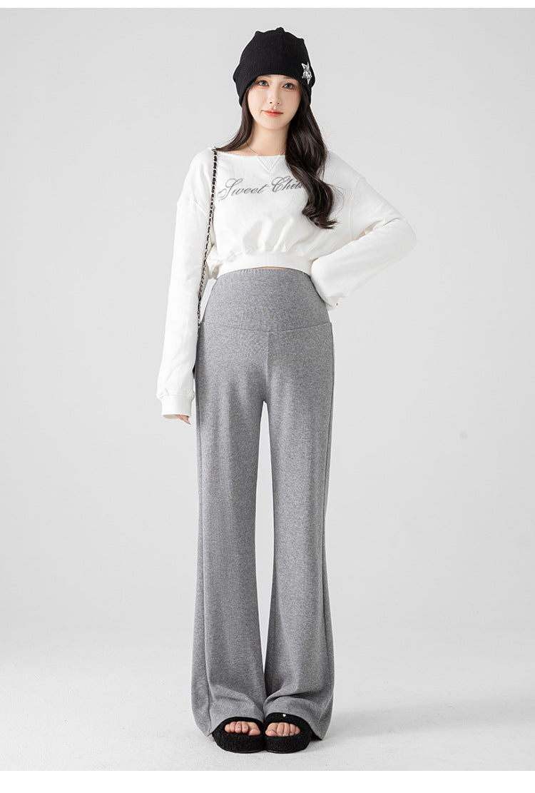 New Pregnant Women's Pants Autumn Loose Micro-flared Pants Autumn and Winter fleece-lined Thickened Pants Small Pregnant Women's Pants