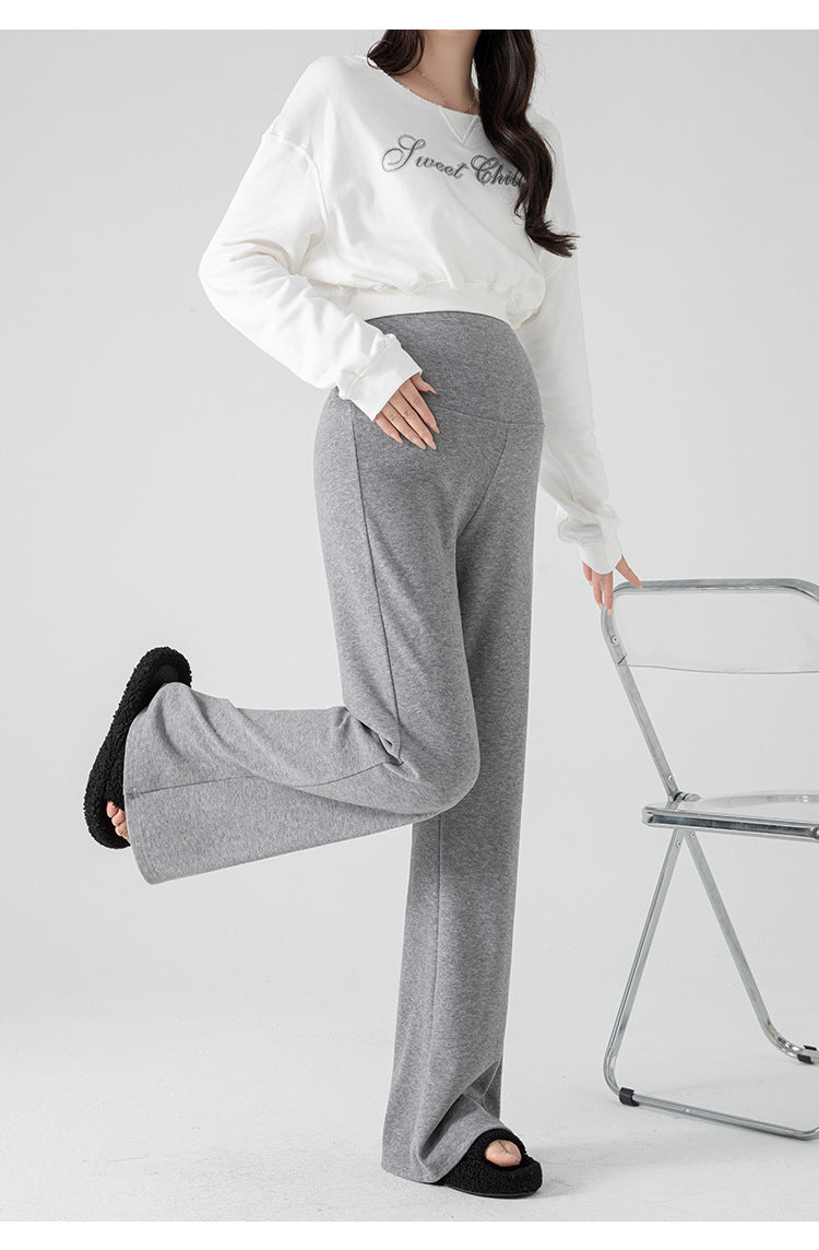 New Pregnant Women's Pants Autumn Loose Micro-flared Pants Autumn and Winter fleece-lined Thickened Pants Small Pregnant Women's Pants