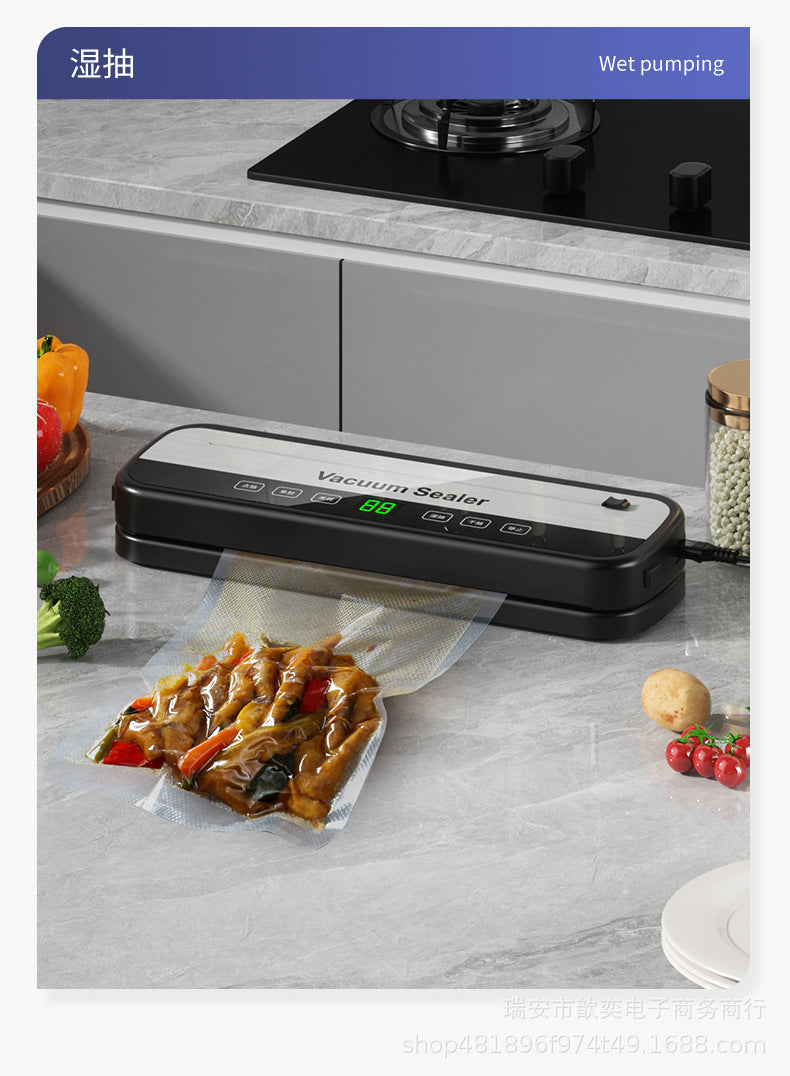 Vacuum Sealing Machine Food Preservation Machine Kitchen Plastic Household Vacuum Packaging Machine Wet and Dry Knife Cutting Sealing Machine