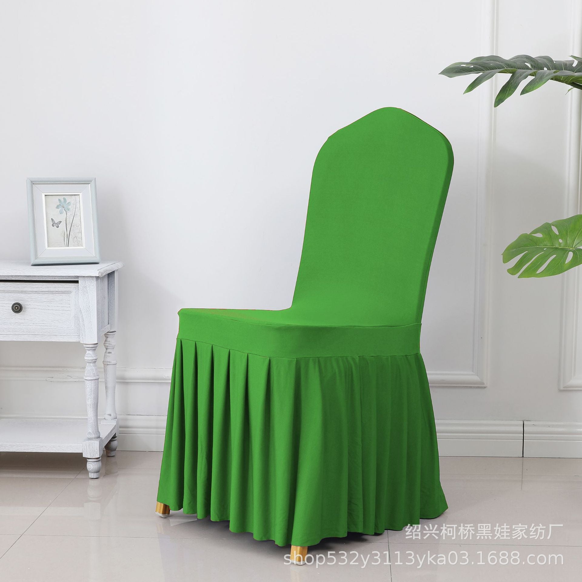 Chair Cover Thickened Stretch Pleated Skirt Dining Chair Cover Hotel Wedding Banquet Event Stool Cover Hotel Cloth