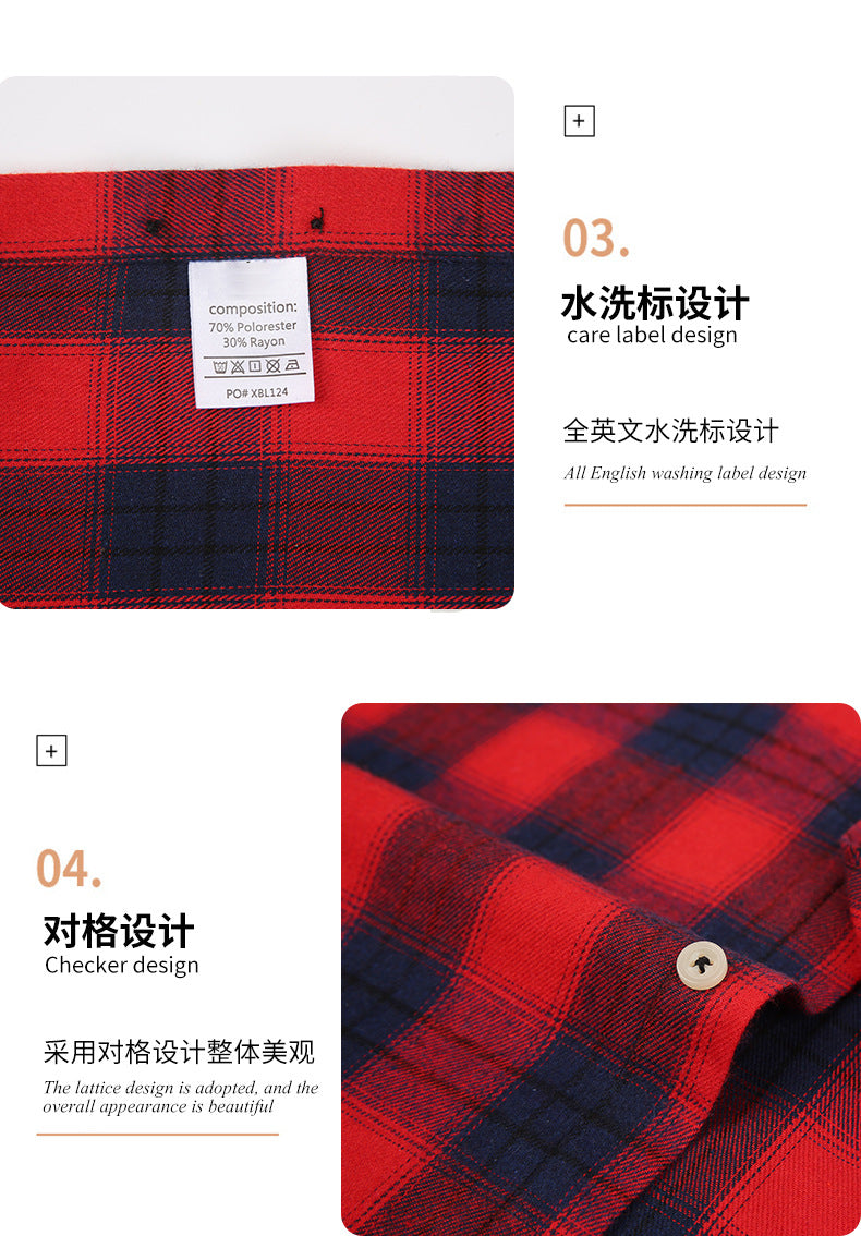 2026 Spring Cross-Border Trade American Retro Flannel Men's Long-Sleeve Brushed Plaid Shirt Men's Cool Jacket