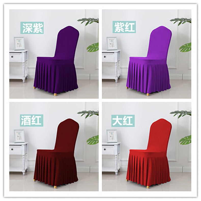 Chair Cover Thickened Stretch Pleated Skirt Dining Chair Cover Hotel Wedding Banquet Event Stool Cover Hotel Cloth