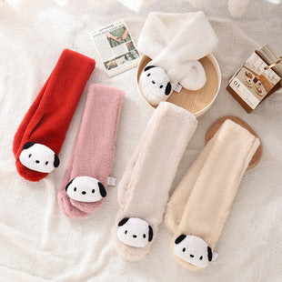 Children's Christmas Autumn and Winter Scarf Plush Warm Cute Cartoon Red New Year Festival Imitation Rabbit Fur Parent-Child Scarf
