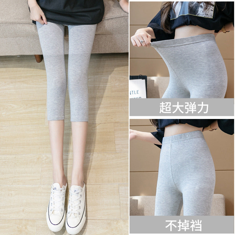 Modal Leggings Women's Thin Outer Wear Seamless Spring and Summer Cropped Pants Large Size High Waist Pants for Chubby Girls Women