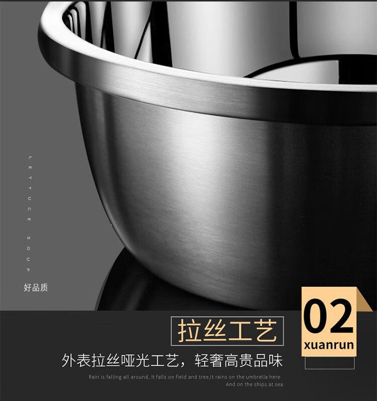 304 Stainless Steel Basin Drain Basket Vegetable Basket Household Rice Washing Sieve Thickeneded Cooking Basin and Basin Vegetable Basin Wholesale
