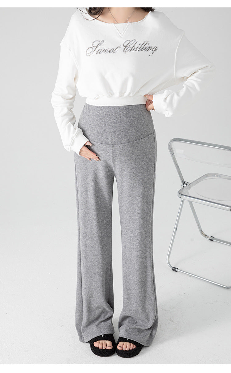 New Pregnant Women's Pants Autumn Loose Micro-flared Pants Autumn and Winter fleece-lined Thickened Pants Small Pregnant Women's Pants