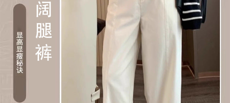 in stock Early Autumn New 2024 Pregnant Women's High Waist Slimming Casual Pants Women's Design Sense Pear-Shaped Figure Nine-point Haren Pants
