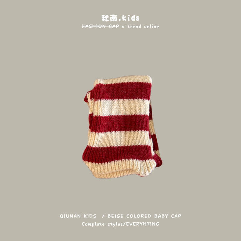 Qiunan Kidsren's Scarf Red New Year's Christmas Festive Warm Knitted Scarf Winter Windproof Neck Cover for Boys and Girls