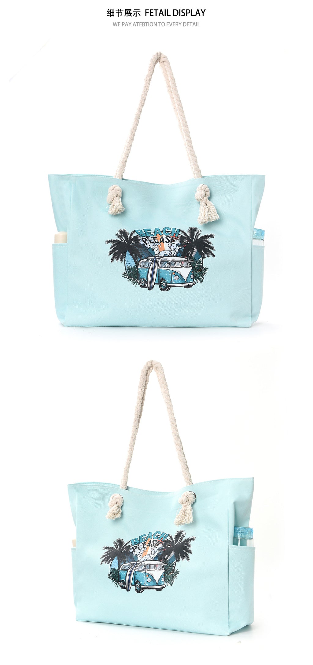 Feihong Cross-Border Large-Capacity Beach Bag Women's Bag Armpit Shoulder Bag Simple and Versatile Casual Storage Canvas Bag