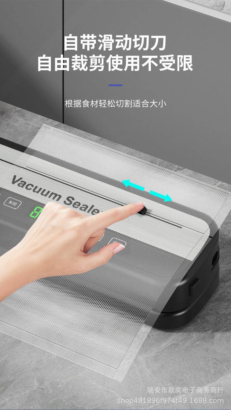 Vacuum Sealing Machine Food Preservation Machine Kitchen Plastic Household Vacuum Packaging Machine Wet and Dry Knife Cutting Sealing Machine