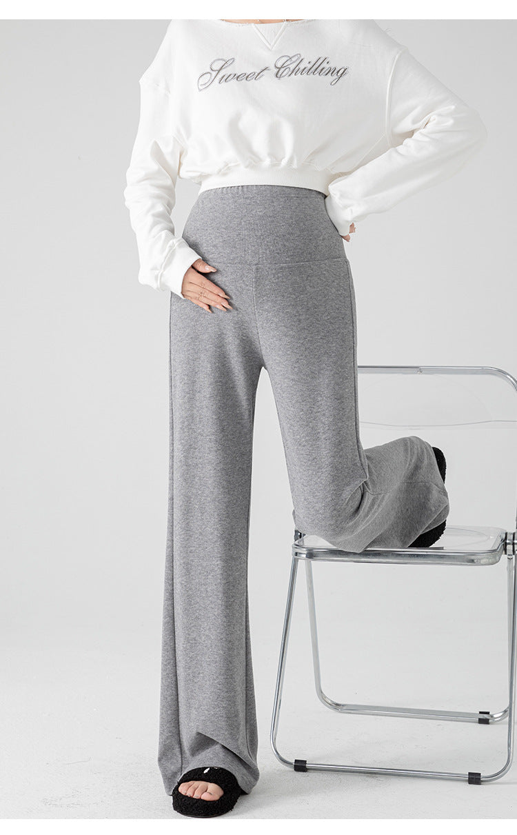 New Pregnant Women's Pants Autumn Loose Micro-flared Pants Autumn and Winter fleece-lined Thickened Pants Small Pregnant Women's Pants