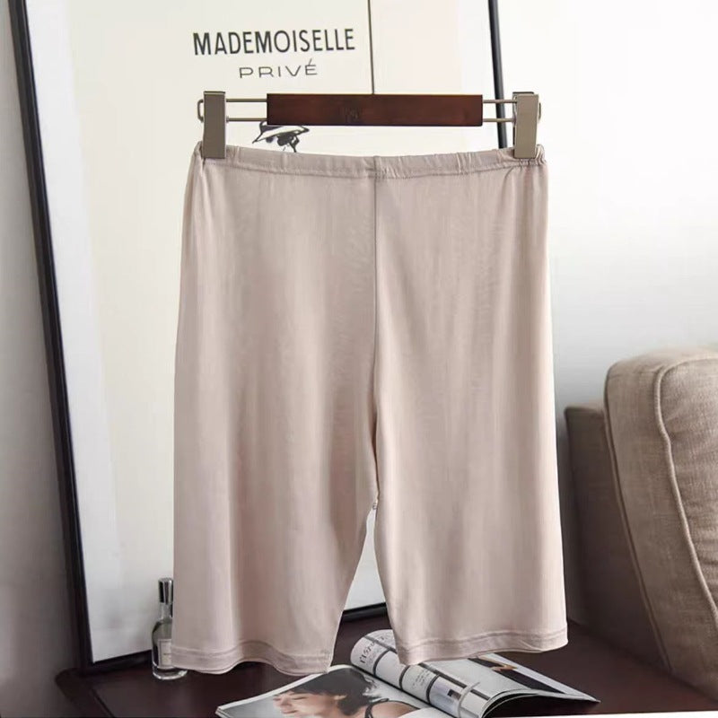 24 Summer New Style Silk Shorts for Women, Plus Size, Anti-Exposure, Breathable, Thin Safety Shorts, Mulberry Silk Pajama Shorts, Leggings