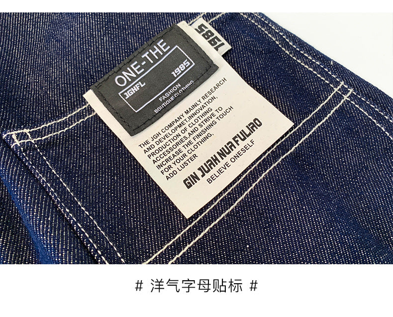 Boys Denim Jumpsuit For Kids Dungarees Overalls Streetwear Children Causal Jeans with Straps Suspenders 5 6 7 8 9 10 11 12 13 14