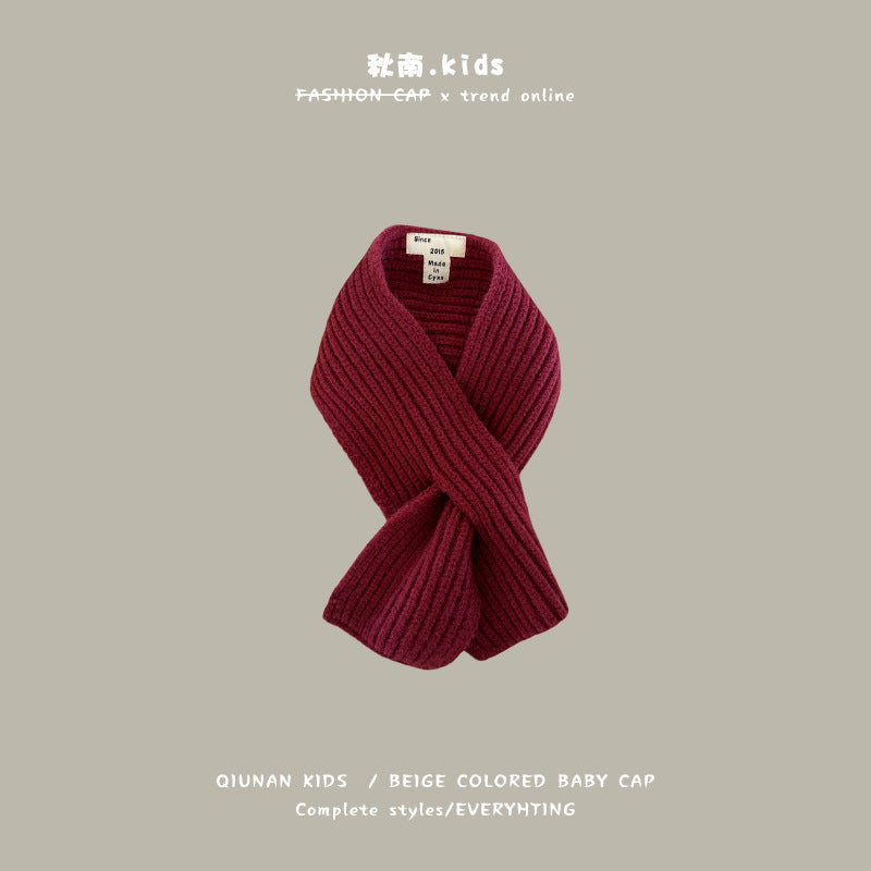 Qiunan Kidsren's Scarf Red New Year's Christmas Festive Warm Knitted Scarf Winter Windproof Neck Cover for Boys and Girls