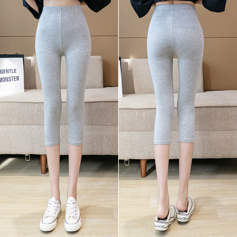 Modal Leggings Women's Thin Outer Wear Seamless Spring and Summer Cropped Pants Large Size High Waist Pants for Chubby Girls Women