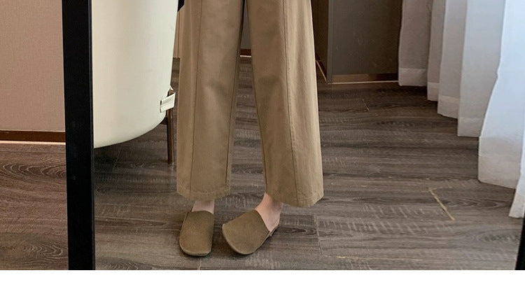 in stock Early Autumn New 2024 Pregnant Women's High Waist Slimming Casual Pants Women's Design Sense Pear-Shaped Figure Nine-point Haren Pants