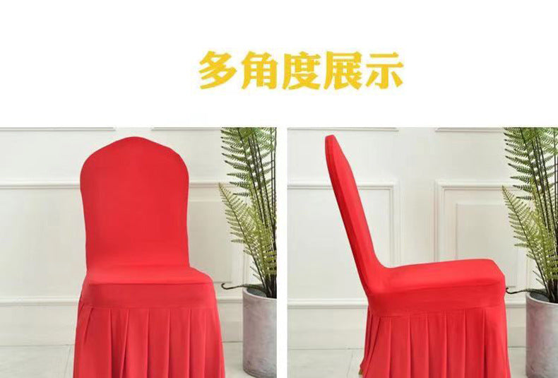 Chair Cover Thickened Stretch Pleated Skirt Dining Chair Cover Hotel Wedding Banquet Event Stool Cover Hotel Cloth