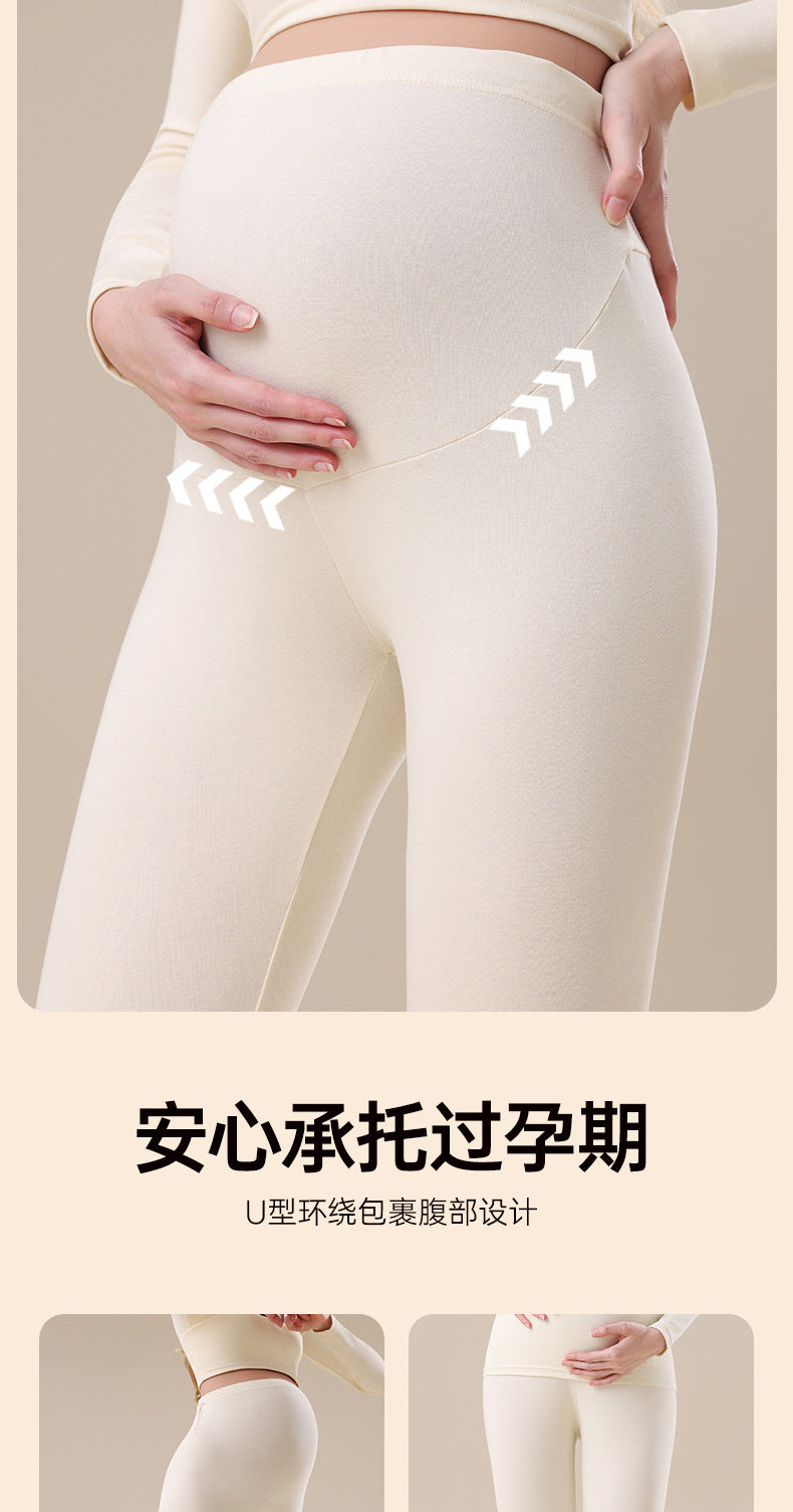 Pure Cotton Maternity Autumn Pants That Don'T Squeeze the Belly, Large Size Inner Wear for Autumn and Winter, Cotton Thermal Pants, Pregnancy Warm Underpants, Home Pants