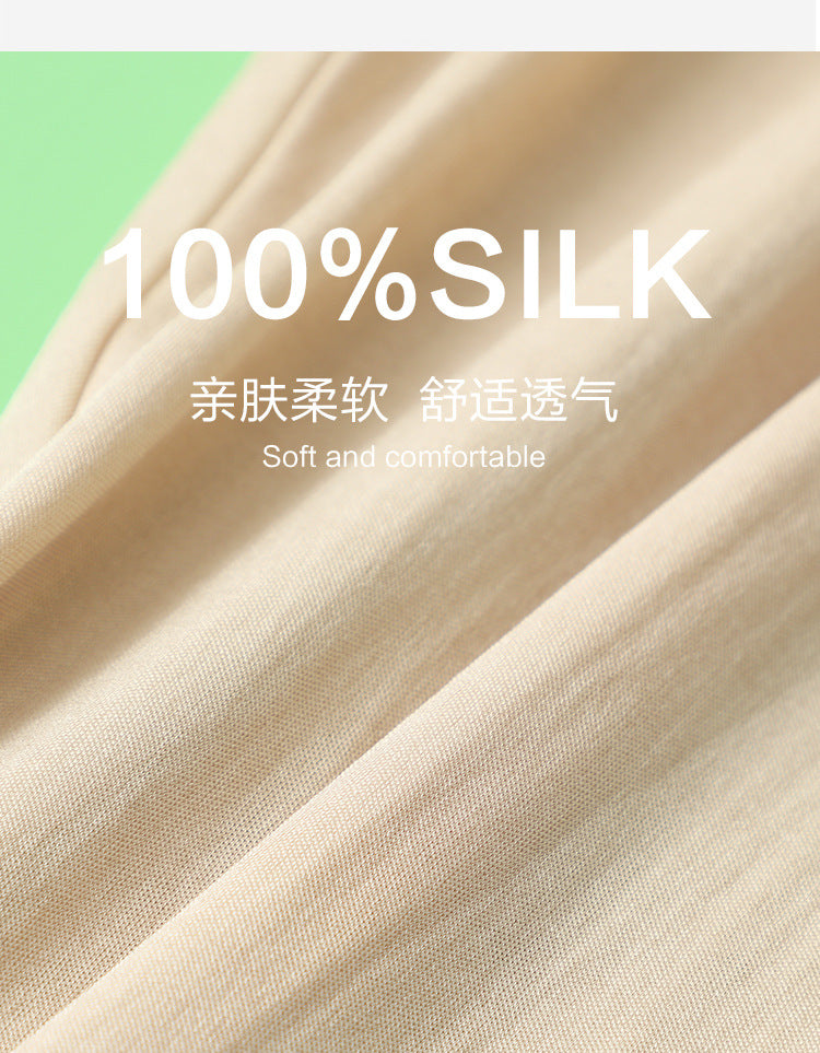 Thin Summer 100% Mulberry Silk Silk High Waist Cropped Pants Fine Knitted Leggings Breathable Skin-Friendly Soft Women's Pants
