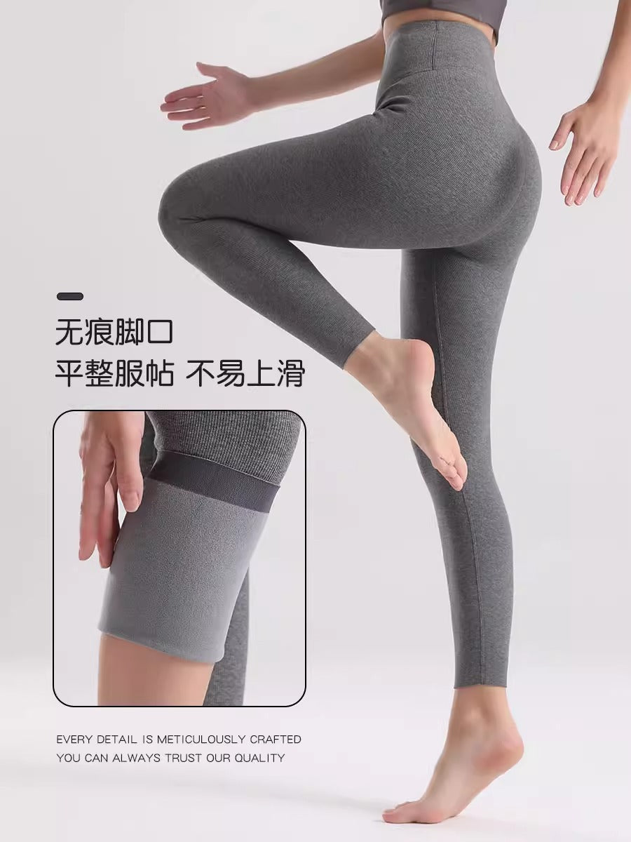 fleece-lined Leggings Women's Outer Wear Autumn and Winter Threaded Autumn Pants 2024 New Winter Thickened Lamb Fleece Warm Cotton Pants