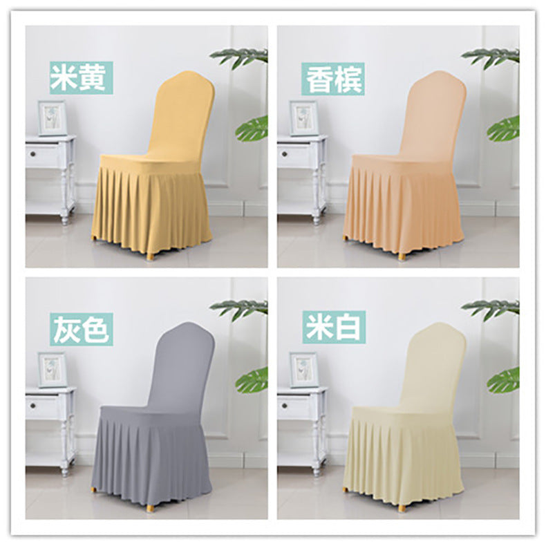 Chair Cover Thickened Stretch Pleated Skirt Dining Chair Cover Hotel Wedding Banquet Event Stool Cover Hotel Cloth