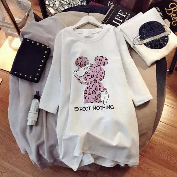 2023 Pregnant Women's Summer Cotton Short-sleeved T-shirt Loose Casual plus size Fashion Summer Pregnant Women's Long Top