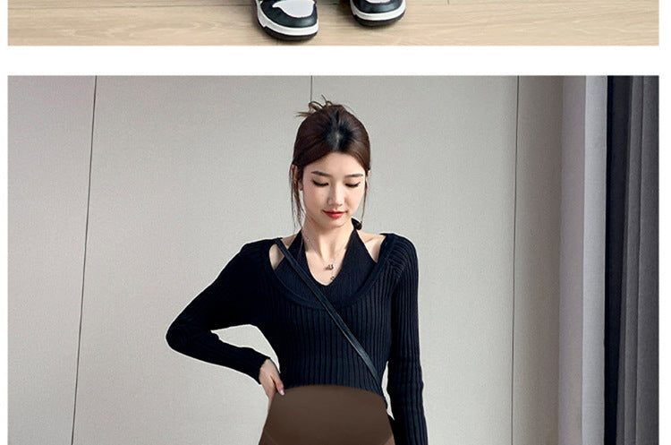 Pregnant women's spring new goddess pants flared pants split slim fit high slimming outerwear trousers pregnant women's suit pants