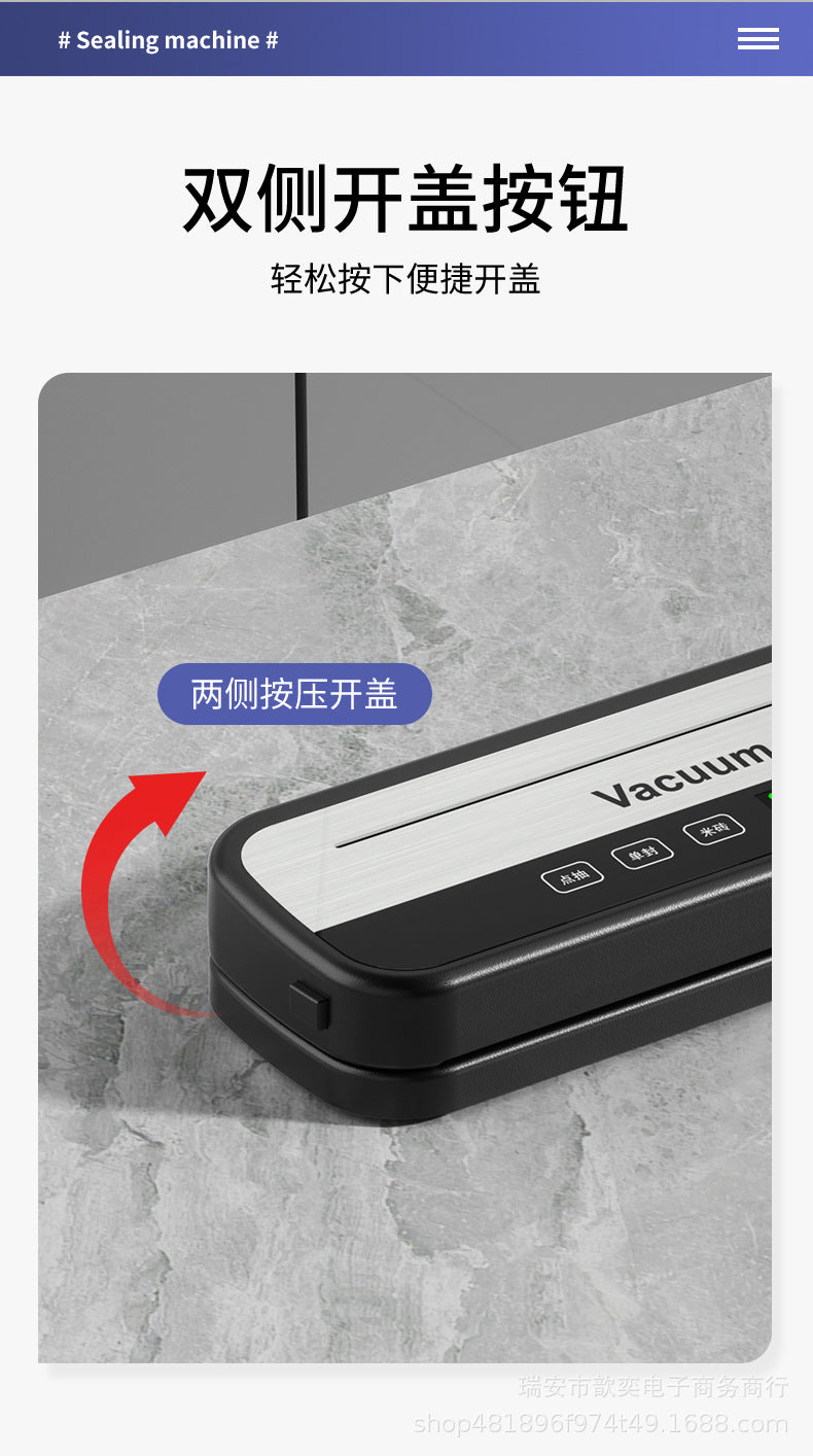 Vacuum Sealing Machine Food Preservation Machine Kitchen Plastic Household Vacuum Packaging Machine Wet and Dry Knife Cutting Sealing Machine