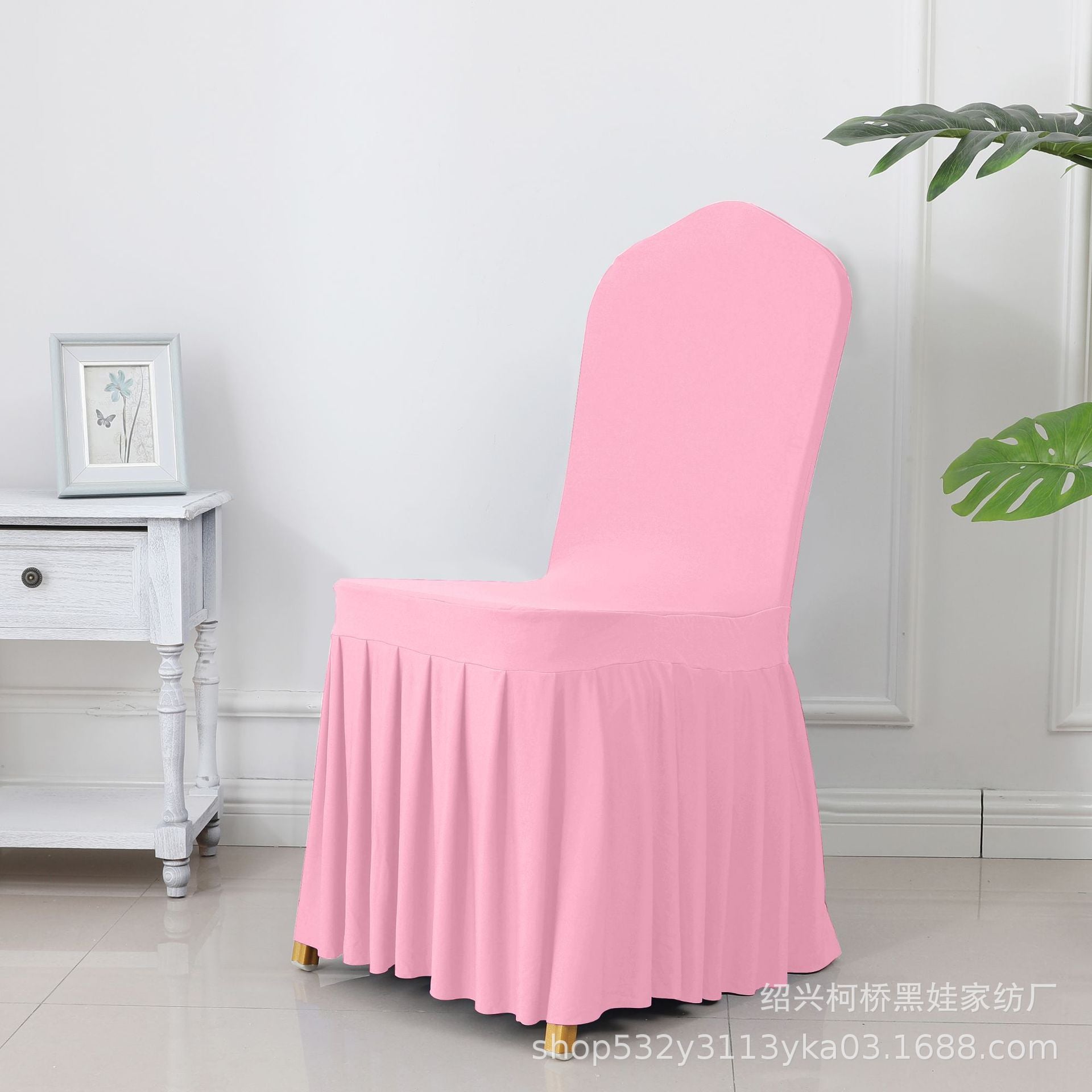 Chair Cover Thickened Stretch Pleated Skirt Dining Chair Cover Hotel Wedding Banquet Event Stool Cover Hotel Cloth